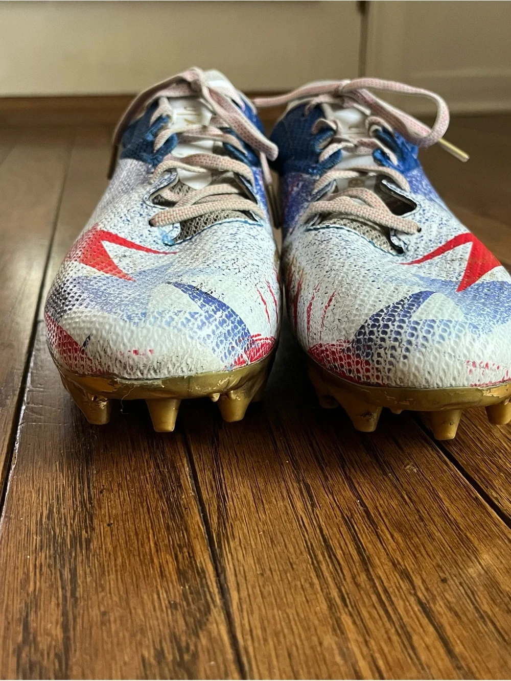 Under Armour Men’s Blur LE MC USA Red, Blue & White Football Cleats Size 9.5
